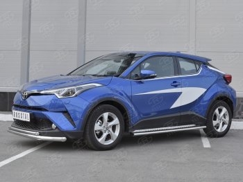 17 699 р. Защита переднего бампера (2 трубы Ø63 и 42 мм, нержавейка) SLITKOFF  Toyota C-HR  NGX10, ZGX10 (2016-2019) дорестайлинг  с доставкой в г. Москва. Увеличить фотографию 2