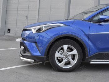 17 699 р. Защита переднего бампера (2 трубы Ø63 и 42 мм, нержавейка) SLITKOFF  Toyota C-HR  NGX10, ZGX10 (2016-2019) дорестайлинг  с доставкой в г. Москва. Увеличить фотографию 3