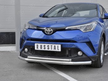 17 699 р. Защита переднего бампера (2 трубы Ø63 и 42 мм, нержавейка) SLITKOFF  Toyota C-HR  NGX10, ZGX10 (2016-2019) дорестайлинг  с доставкой в г. Москва. Увеличить фотографию 4