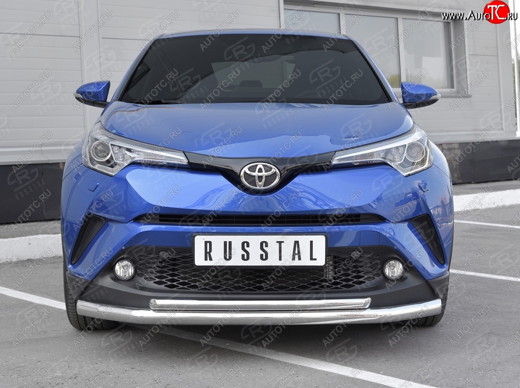 17 699 р. Защита переднего бампера (2 трубы Ø63 и 42 мм, нержавейка) SLITKOFF  Toyota C-HR  NGX10, ZGX10 (2016-2019) дорестайлинг  с доставкой в г. Москва