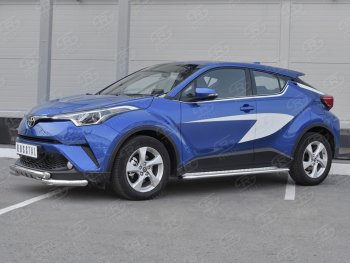 23 549 р. Защита переднего бампера (Ø63 мм с клыками, нержавейка) SLITKOFF Toyota C-HR NGX10, ZGX10 дорестайлинг (2016-2019)  с доставкой в г. Москва. Увеличить фотографию 2