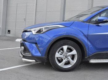 23 549 р. Защита переднего бампера (Ø63 мм с клыками, нержавейка) SLITKOFF Toyota C-HR NGX10, ZGX10 дорестайлинг (2016-2019)  с доставкой в г. Москва. Увеличить фотографию 3