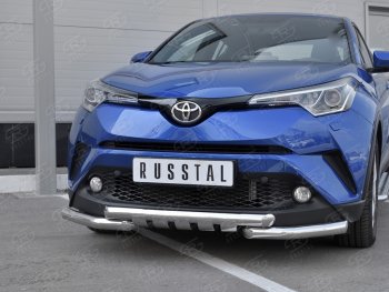 23 549 р. Защита переднего бампера (Ø63 мм с клыками, нержавейка) SLITKOFF Toyota C-HR NGX10, ZGX10 дорестайлинг (2016-2019)  с доставкой в г. Москва. Увеличить фотографию 4