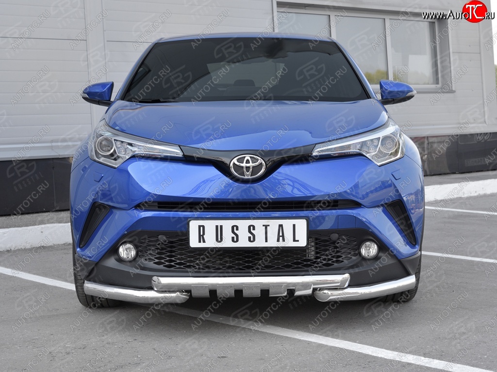 23 549 р. Защита переднего бампера (Ø63 мм с клыками, нержавейка) SLITKOFF Toyota C-HR NGX10, ZGX10 дорестайлинг (2016-2019)  с доставкой в г. Москва