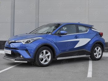 16 999 р. Защита переднего бампера (2 трубы Ø42 мм, нержавейка) SLITKOFF  Toyota C-HR  NGX10, ZGX10 (2016-2019) дорестайлинг  с доставкой в г. Москва. Увеличить фотографию 3