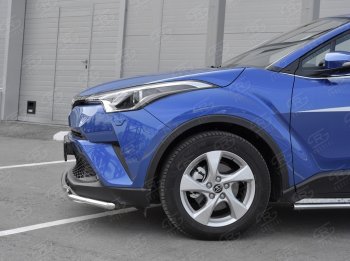 16 999 р. Защита переднего бампера (2 трубы Ø42 мм, нержавейка) SLITKOFF  Toyota C-HR  NGX10, ZGX10 (2016-2019) дорестайлинг  с доставкой в г. Москва. Увеличить фотографию 4