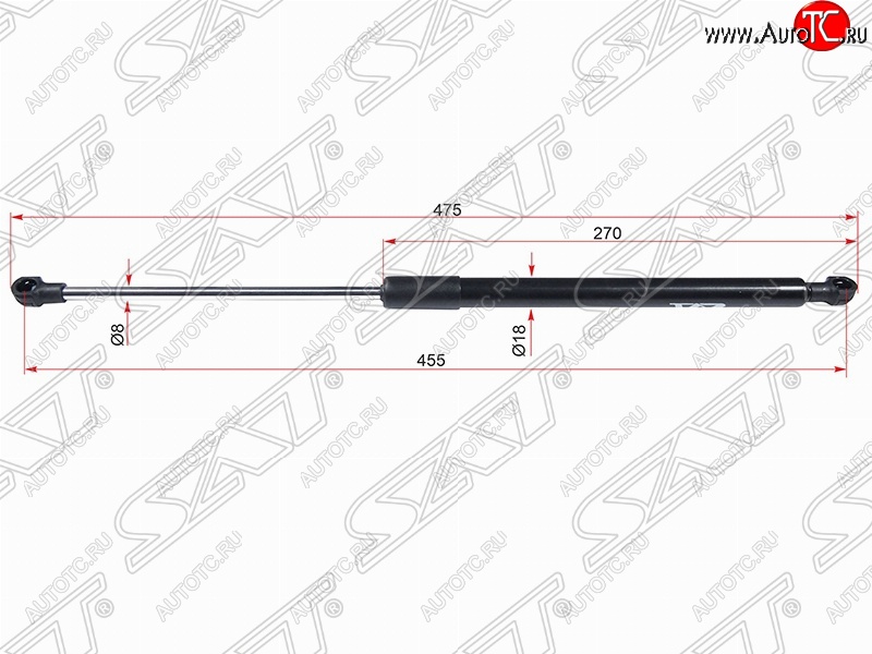 899 р. Левый газовый упор крышки багажника SAT  Toyota Caldina  T240 (2002-2007) универсал дорестайлинг, универсал рестайлинг  с доставкой в г. Москва