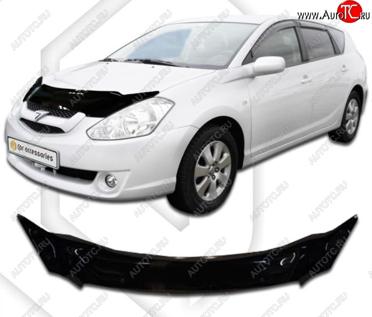 2 059 р. Дефлектор капота CA-Plastiс exclusive Toyota Caldina T240 универсал дорестайлинг (2002-2004) (серия Classic черный, Без надписи)  с доставкой в г. Москва