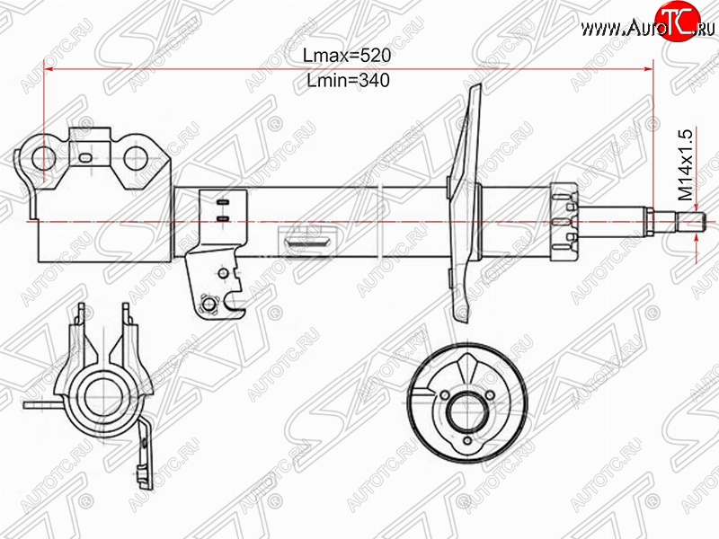 4 199 р. Левый амортизатор передний (2WD, 4WD) SAT Toyota Caldina T240 универсал дорестайлинг (2002-2004)  с доставкой в г. Москва