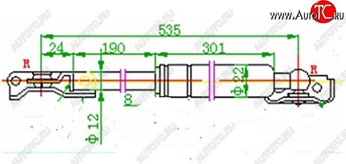 1 399 р. Правый газовый упор крышки багажника SAT  Toyota Caldina  T190 (1992-1997) дорестайлинг универсал, рестайлинг универсал  с доставкой в г. Москва