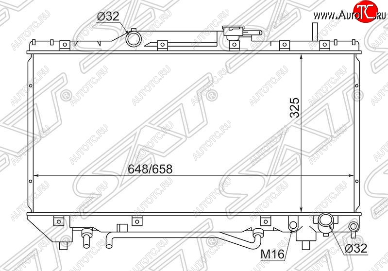 5 399 р. Радиатор двигателя SAT Toyota Caldina T190 дорестайлинг универсал (1992-1995)  с доставкой в г. Москва