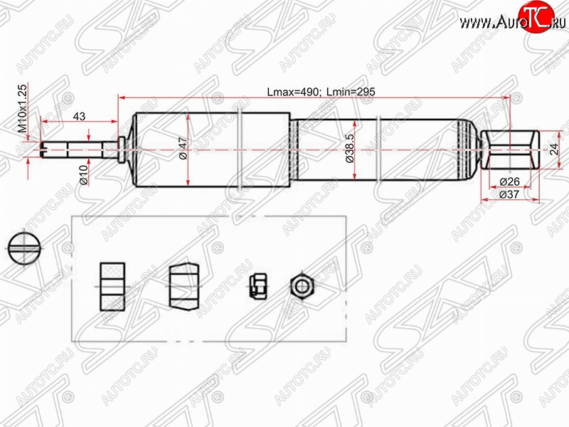 1 669 р. Амортизатор задний SAT Toyota Caldina T190 дорестайлинг универсал (1992-1995)  с доставкой в г. Москва