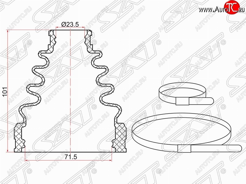 329 р. Пыльник ШРУСа (внутренний/передний) SAT Toyota Camry XV30 дорестайлинг (2001-2004)  с доставкой в г. Москва