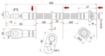 Тормозной шланг SAT (передний) Toyota Mark 2 X100 седан (1996-2000)