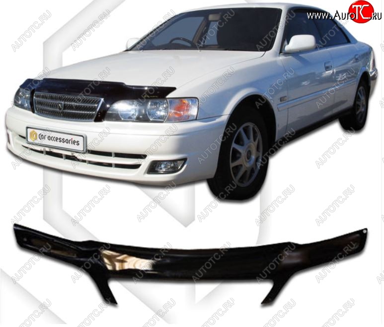 2 199 р. Дефлектор капота CA-Plastiс  Toyota Chaser (1996-2001) (Classic черный, Без надписи)  с доставкой в г. Москва