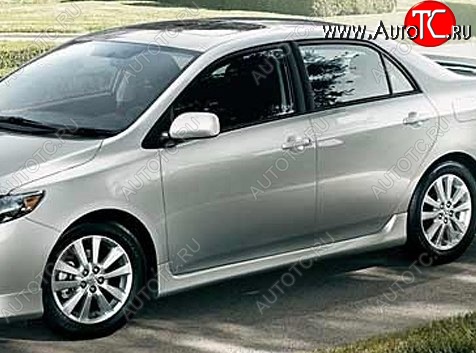 7 399 р. Пороги накладки CT Toyota Corolla E150 седан дорестайлинг (2006-2010) (Неокрашенные)  с доставкой в г. Москва