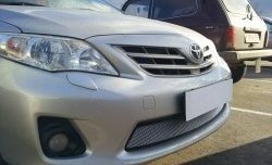 1 539 р. Сетка на бампер Russtal (хром) Toyota Corolla E150 седан рестайлинг (2009-2013)  с доставкой в г. Москва. Увеличить фотографию 2