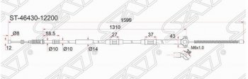 1 149 р. Левый Трос стояночного тормоза (ручника) SAT Toyota Corolla E110 седан дорестайлинг (1997-2000)  с доставкой в г. Москва. Увеличить фотографию 2