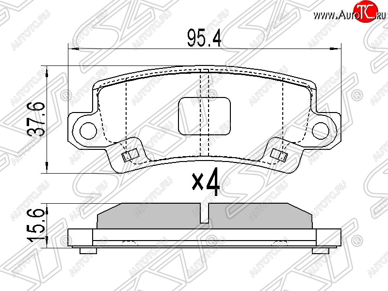 759 р. Колодки тормозные SAT (задние)  Toyota Corolla Fielder  E120 (2000-2006) универсал дорестайлинг, универсал 1-ый рестайлинг, универсал 2-ой рестайлинг  с доставкой в г. Москва