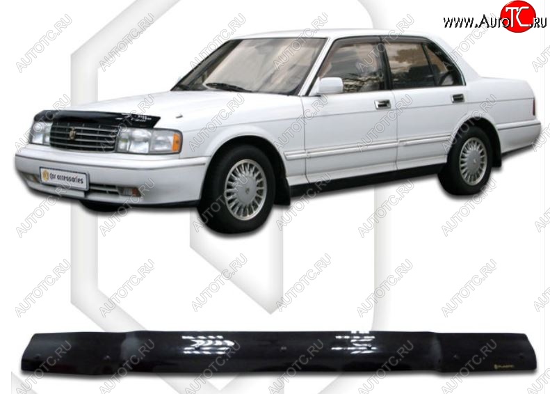 1 899 р. Дефлектор капота CA-Plastiс  Toyota Crown  S130 (1991-1999) седан 2-ой рестайлинг (Classic черный, Без надписи)  с доставкой в г. Москва