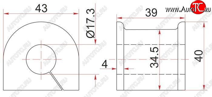 183 р. Резиновая втулка заднего стабилизатора (D=17.3) SAT Toyota Crown S150 седан дорестайлинг (1995-1997)  с доставкой в г. Москва