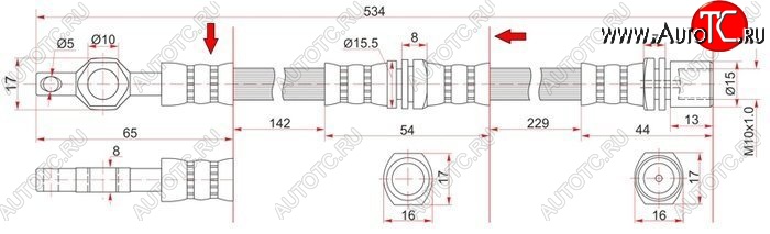 1 429 р. Тормозной шланг SAT (левый/правый)  Toyota Crown  S130 (1991-1999) седан 2-ой рестайлинг, универсал 2-ой рестайлинг  с доставкой в г. Москва