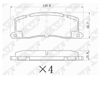 Комплект задних тормозных колодок SAT Toyota Estima XR10,XR20 (1990-1999)