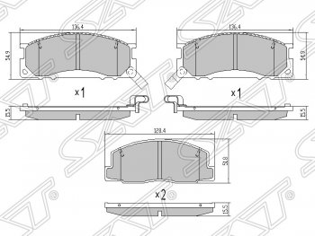 1 199 р. Колодки тормозные SAT (передние) Toyota Estima XR10,XR20 (1990-1999)  с доставкой в г. Москва. Увеличить фотографию 1