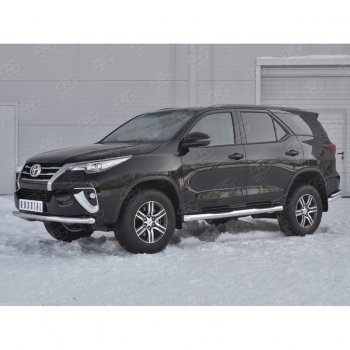 14 599 р. Защита переднего бампера (Ø63 мм, нержавейка) Russtal Toyota Fortuner AN160 дорестайлинг (2015-2020)  с доставкой в г. Москва. Увеличить фотографию 2