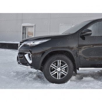 14 599 р. Защита переднего бампера (Ø63 мм, нержавейка) Russtal  Toyota Fortuner  AN160 (2015-2020) дорестайлинг  с доставкой в г. Москва. Увеличить фотографию 3