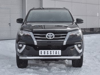 14 599 р. Защита переднего бампера (Ø63 мм, нержавейка) Russtal Toyota Fortuner AN160 дорестайлинг (2015-2020)  с доставкой в г. Москва. Увеличить фотографию 1