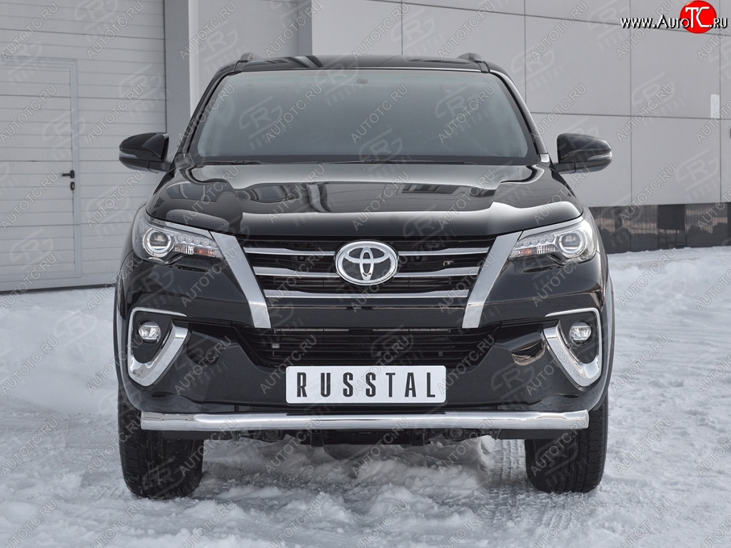 14 599 р. Защита переднего бампера (Ø63 мм, нержавейка) Russtal  Toyota Fortuner  AN160 (2015-2020) дорестайлинг  с доставкой в г. Москва