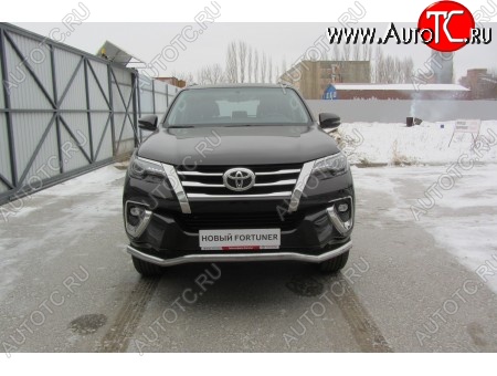 16 949 р. Защита переднего бампера Slitkoff (Ø 57 мм, волна)  Toyota Fortuner  AN160 (2015-2020) дорестайлинг (Нержавеющая сталь)  с доставкой в г. Москва