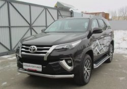 16 649 р. Одинарная защита переднего бампера диаметром 76 мм Slitkoff Toyota Fortuner AN160 дорестайлинг (2015-2020) (Цвет: нержавеющая полированная сталь)  с доставкой в г. Москва. Увеличить фотографию 1