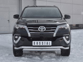 19 799 р. Защита переднего бампера (2 трубы Ø63 и 75х42 мм, нержавейка) Russtal  Toyota Fortuner  AN160 (2015-2020) дорестайлинг  с доставкой в г. Москва. Увеличить фотографию 1