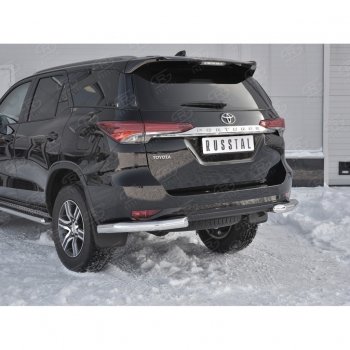 27 499 р. Защита заднего бампера (Ø76 мм уголки, нержавейка) SLITKOFF  Toyota Fortuner  AN160 (2015-2020) дорестайлинг  с доставкой в г. Москва. Увеличить фотографию 4