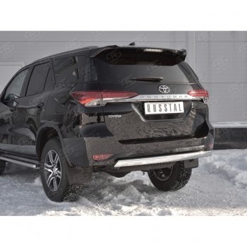 12 949 р. Защита заднего бампера (Ø75х42 мм, нержавейка) Russtal Toyota Fortuner AN160 дорестайлинг (2015-2020)  с доставкой в г. Москва. Увеличить фотографию 4