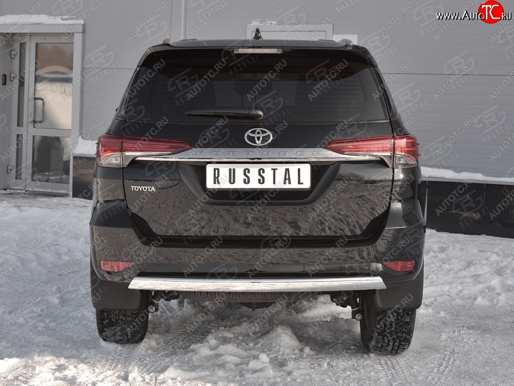 12 949 р. Защита заднего бампера (Ø75х42 мм, нержавейка) Russtal Toyota Fortuner AN160 дорестайлинг (2015-2020)  с доставкой в г. Москва