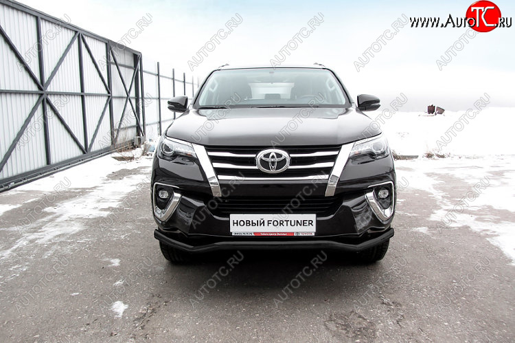 10 249 р. Защита переднего бампера Slitkoff (Ø 57 мм, волна).  Toyota Fortuner  AN160 (2015-2020) дорестайлинг (Сталь с полимерным покрытием. Цвет: черный)  с доставкой в г. Москва