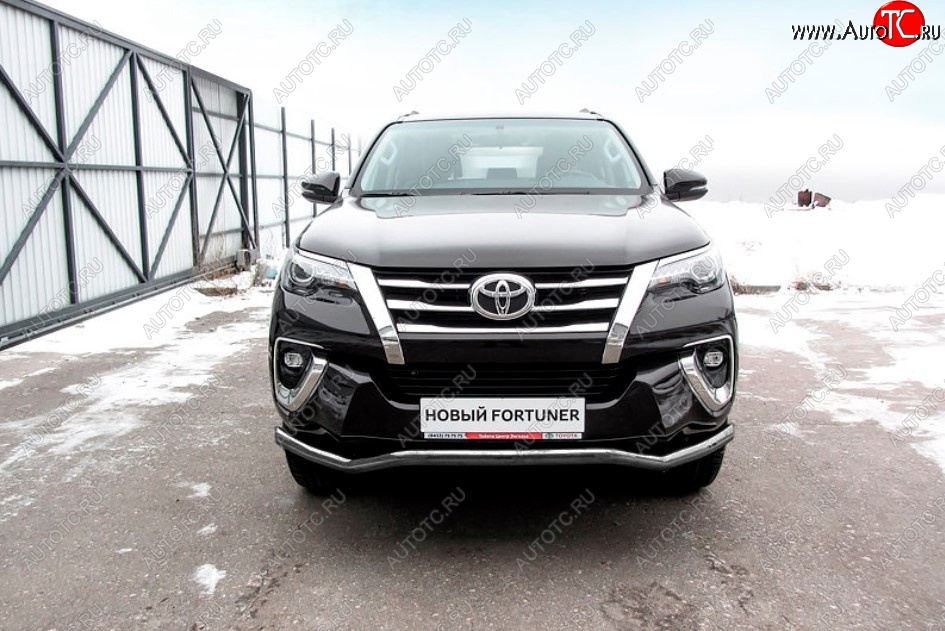 11 849 р. Защита переднего бампера Slitkoff (Ø 57 мм, волна).  Toyota Fortuner  AN160 (2015-2020) дорестайлинг (Сталь с полимерным покрытием. Цвет: серебристый)  с доставкой в г. Москва