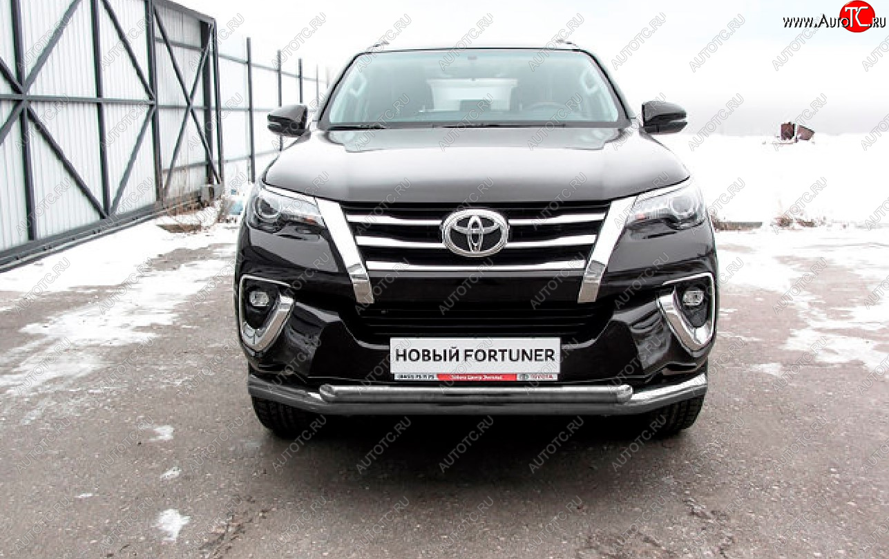 15 899 р. Защита переднего бампера Slitkoff (Ø 76+Ø 57 мм, двойная).  Toyota Fortuner  AN160 (2015-2020) дорестайлинг (Сталь с полимерным покрытием. Цвет: серебристый)  с доставкой в г. Москва