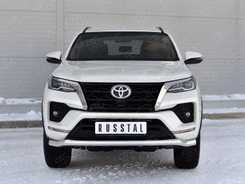 Защита переднего бампера (Ø63 мм, нержавейка) SLITKOFF Toyota Fortuner AN160 рестайлинг (2020-2024)