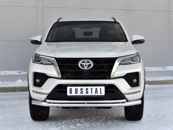 25 749 р. Защита переднего бампера (2 трубы Ø63 и 42 мм, нержавейка) SLITKOFF Toyota Fortuner AN160 рестайлинг (2020-2024)  с доставкой в г. Москва. Увеличить фотографию 3