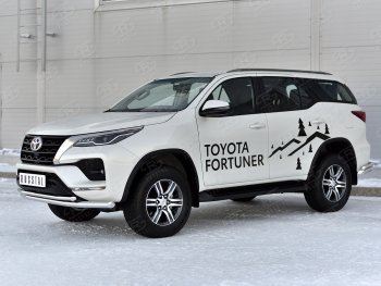 25 749 р. Защита переднего бампера (2 трубы Ø63 и 42 мм, нержавейка) SLITKOFF Toyota Fortuner AN160 рестайлинг (2020-2024)  с доставкой в г. Москва. Увеличить фотографию 2