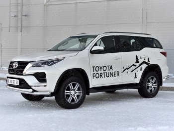 29 449 р. Защита переднего бампера (2 трубы Ø63, нержавейка) SLITKOFF Toyota Fortuner AN160 рестайлинг (2020-2024)  с доставкой в г. Москва. Увеличить фотографию 3