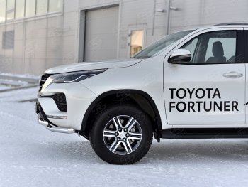 29 449 р. Защита переднего бампера (2 трубы Ø63, нержавейка) SLITKOFF Toyota Fortuner AN160 рестайлинг (2020-2024)  с доставкой в г. Москва. Увеличить фотографию 4