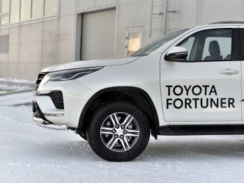 31 999 р. Защита переднего бампера (Ø63 мм с клыками, нержавейка) SLITKOFF Toyota Fortuner AN160 рестайлинг (2020-2024)  с доставкой в г. Москва. Увеличить фотографию 4