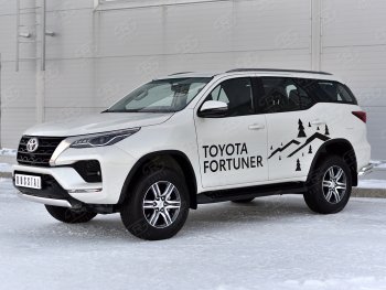 16 699 р. Защита переднего бампера (Ø75х42 мм, нержавейка) Russtal Toyota Fortuner AN160 рестайлинг (2020-2025)  с доставкой в г. Москва. Увеличить фотографию 3