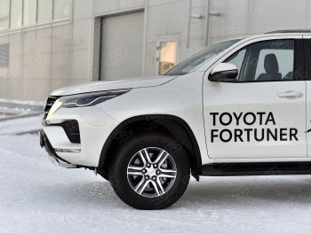 16 699 р. Защита переднего бампера (Ø75х42 мм, нержавейка) Russtal Toyota Fortuner AN160 рестайлинг (2020-2025)  с доставкой в г. Москва. Увеличить фотографию 4