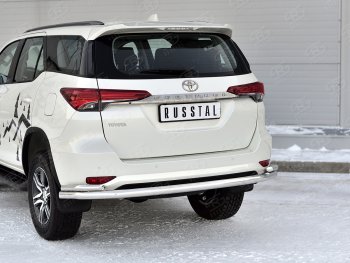 21 399 р. Защита заднего бампера (2 трубы Ø63 и 42 мм, нержавейка) SLITKOFF  Toyota Fortuner  AN160 (2020-2025) рестайлинг  с доставкой в г. Москва. Увеличить фотографию 2